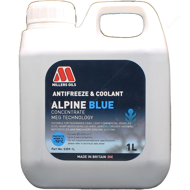 Millers Oils Alpine Blue Antifreeze & Coolant Concentrate