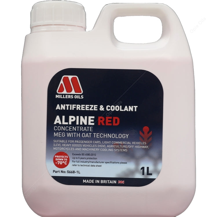 Millers Oils Alpine Red Antifreeze & Coolant Concentrate